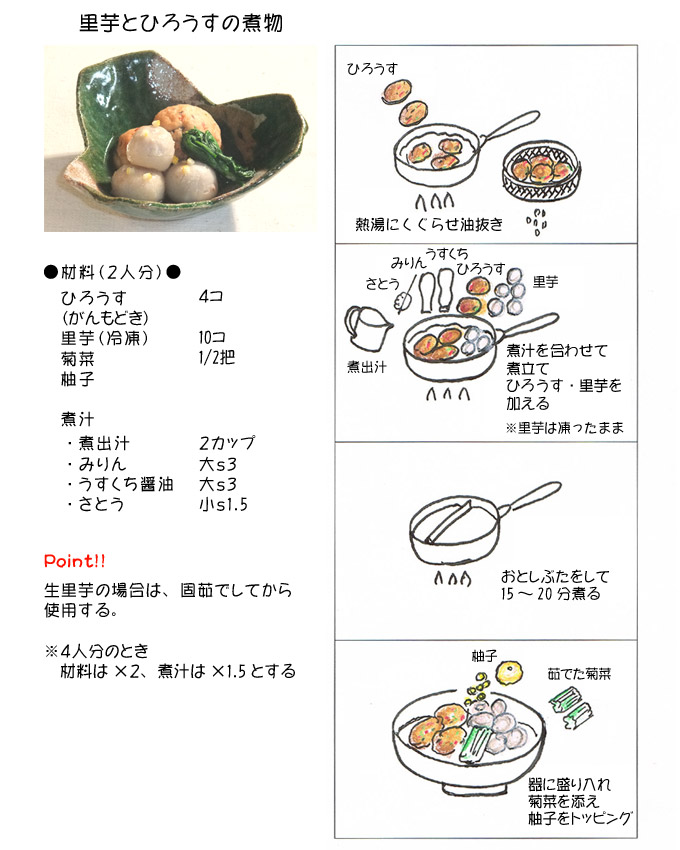 里芋とひろうすの煮物